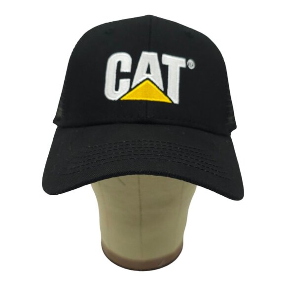 Caterpillar CAT Equipment Black Mesh Retro Snapback Cap Trucker Baseball NEW - Picture 9 of 13